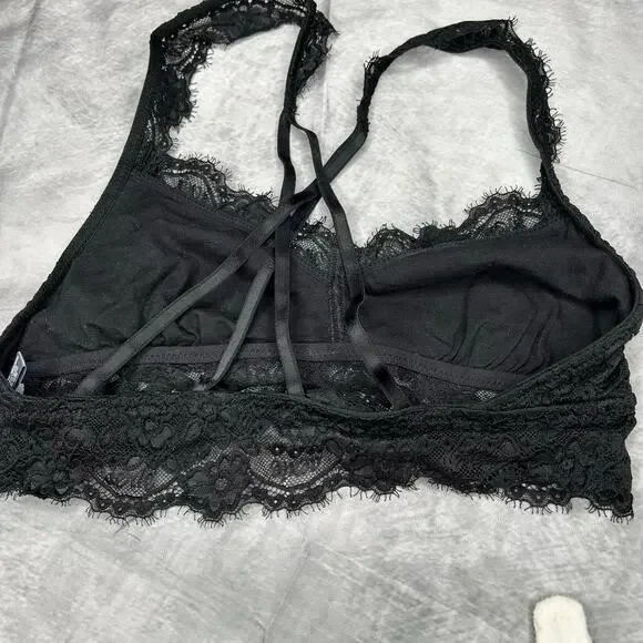 Lot 3 Bralettes Medium Intimates Black Tan Blue Lace Coquette Romantic Comfort - Picture 3 of 10